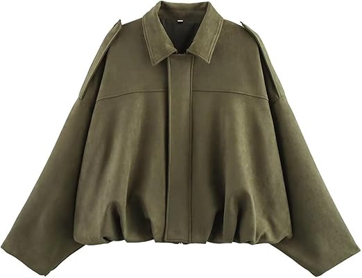 Womens Faux Suede Lapel Pilot Cropped Jacket