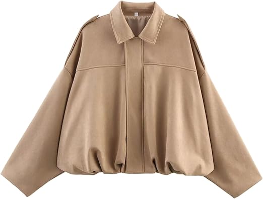 Womens Faux Suede Lapel Pilot Cropped Jacket
