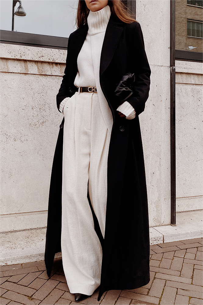 Wool-Blend Look Solid Long Sleeve Maxi Coat
