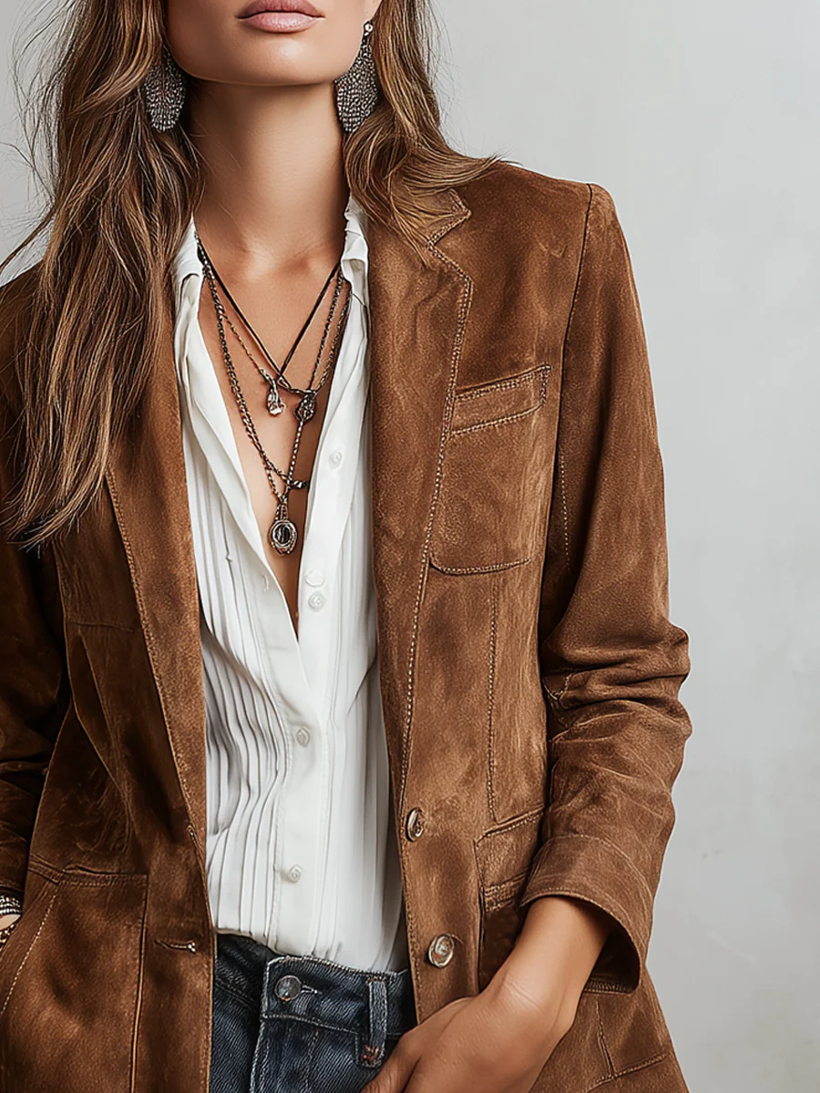 Vintage Brown Faux Suede Jacket