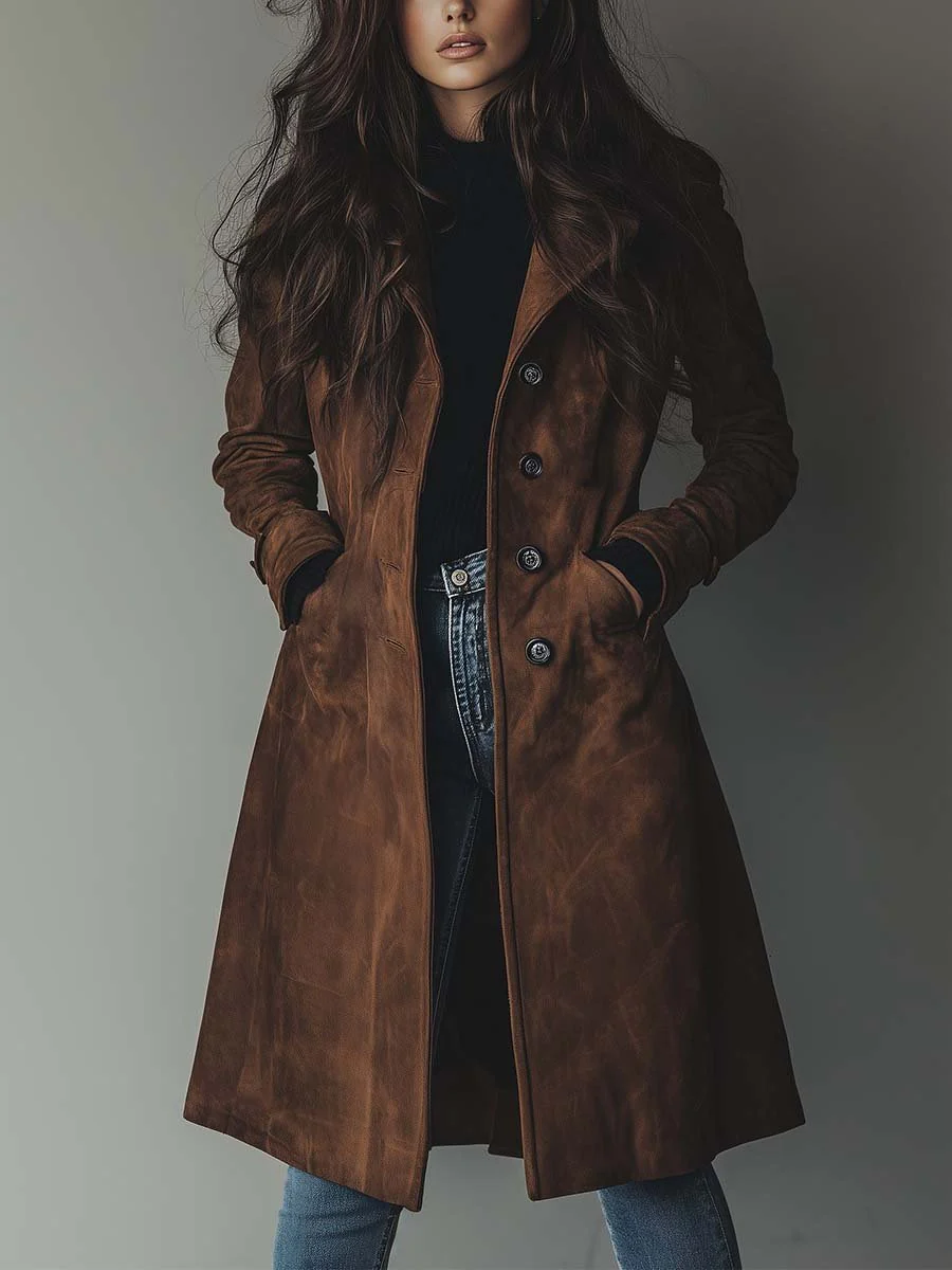 Vintage Faux Suede Trench Coat