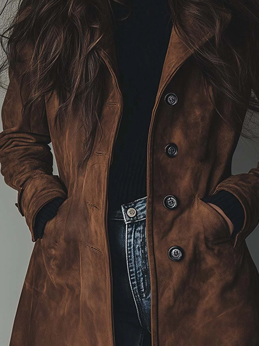 Vintage Faux Suede Trench Coat