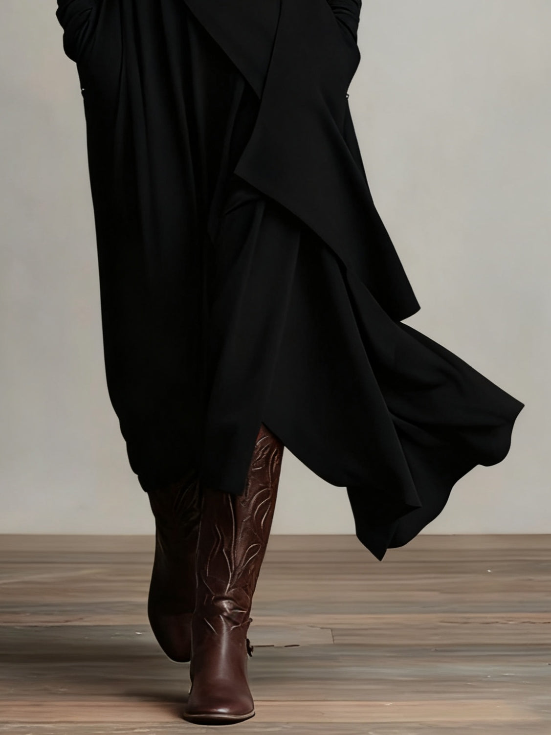 Purple High-Neck Asymmetrical Pleated Maxi Dress (necklace not included)