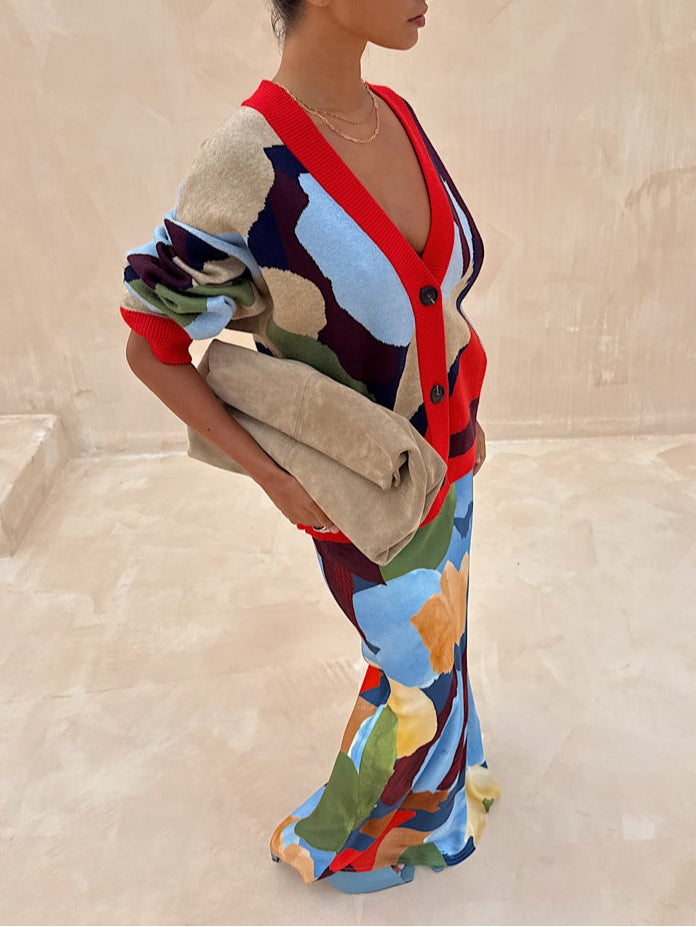 Abstract Geometric Pattern Knitted Jacket – 11