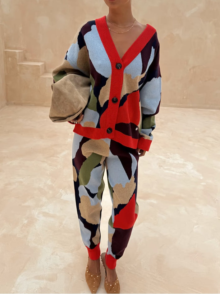 Abstract Geometric Pattern Knitted Jacket – 15