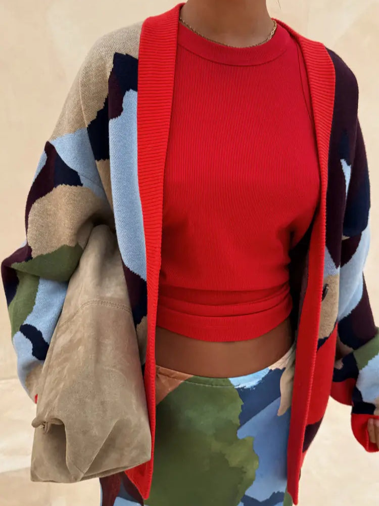 Abstract Geometric Pattern Knitted Jacket – 5
