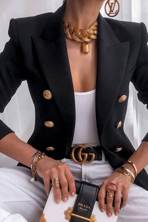 Chic Solid Long Sleeve Buttons Slim Coat – 2
