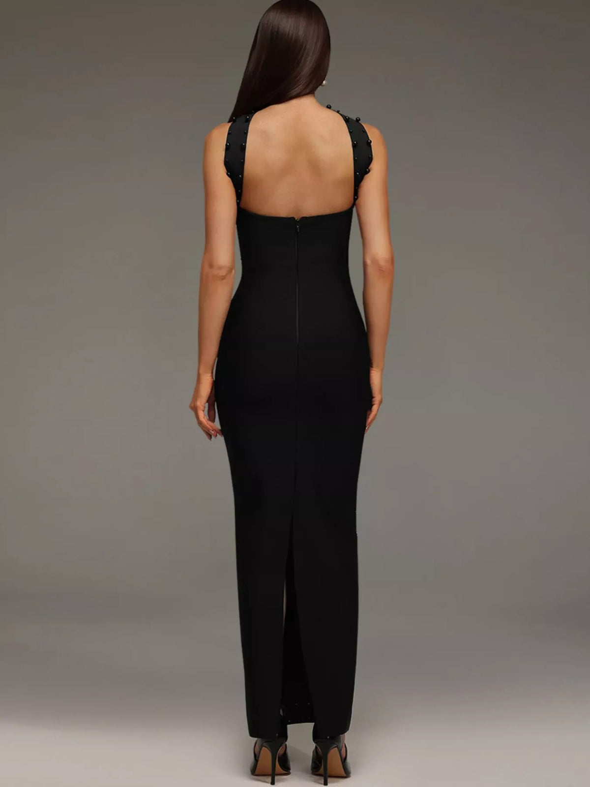 Women's Rhinestone Bodycon Maxi Dress – Strapless Evening Dress – 2