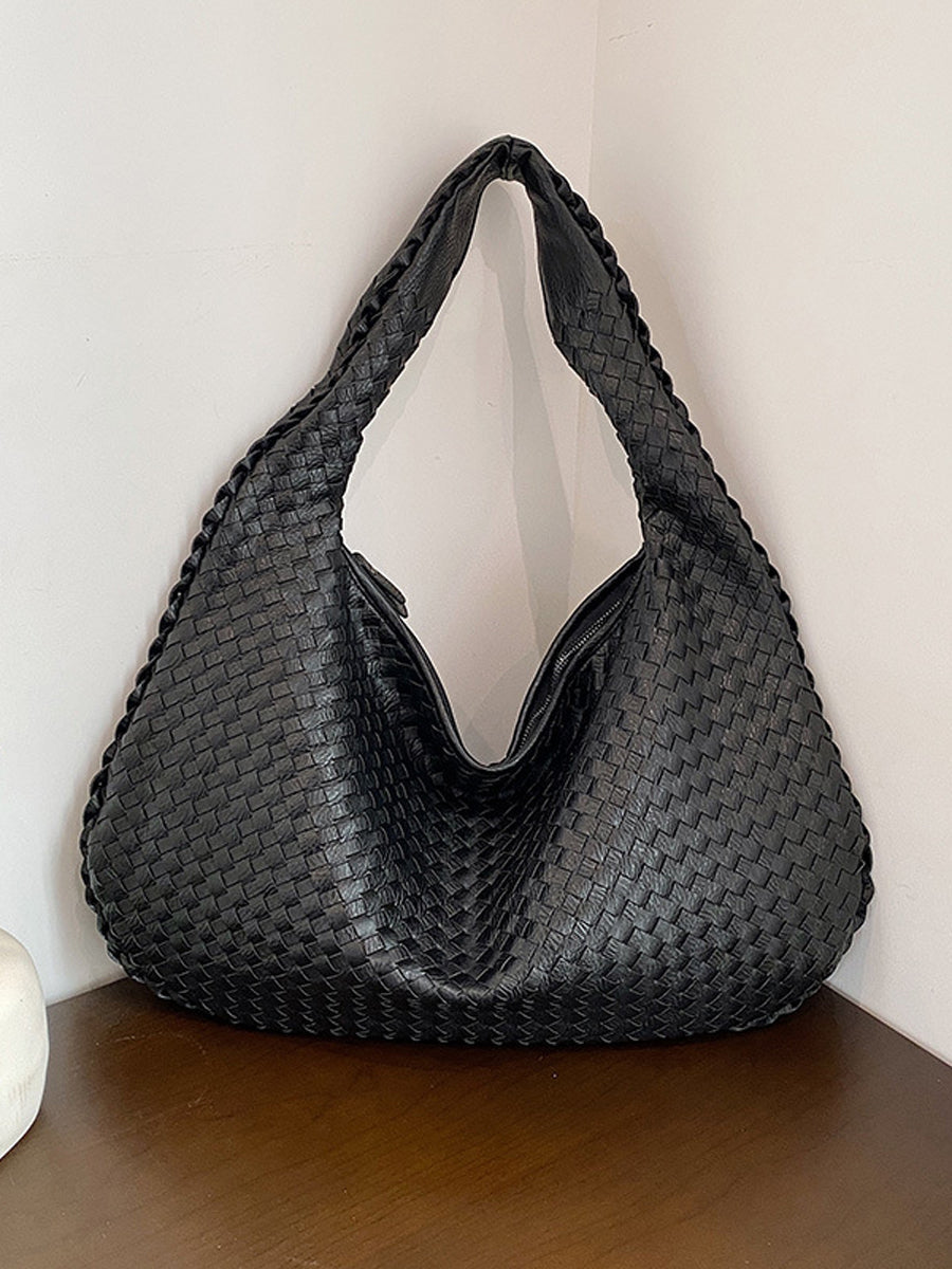 Fashionable Vegan Leather Woven Bag
