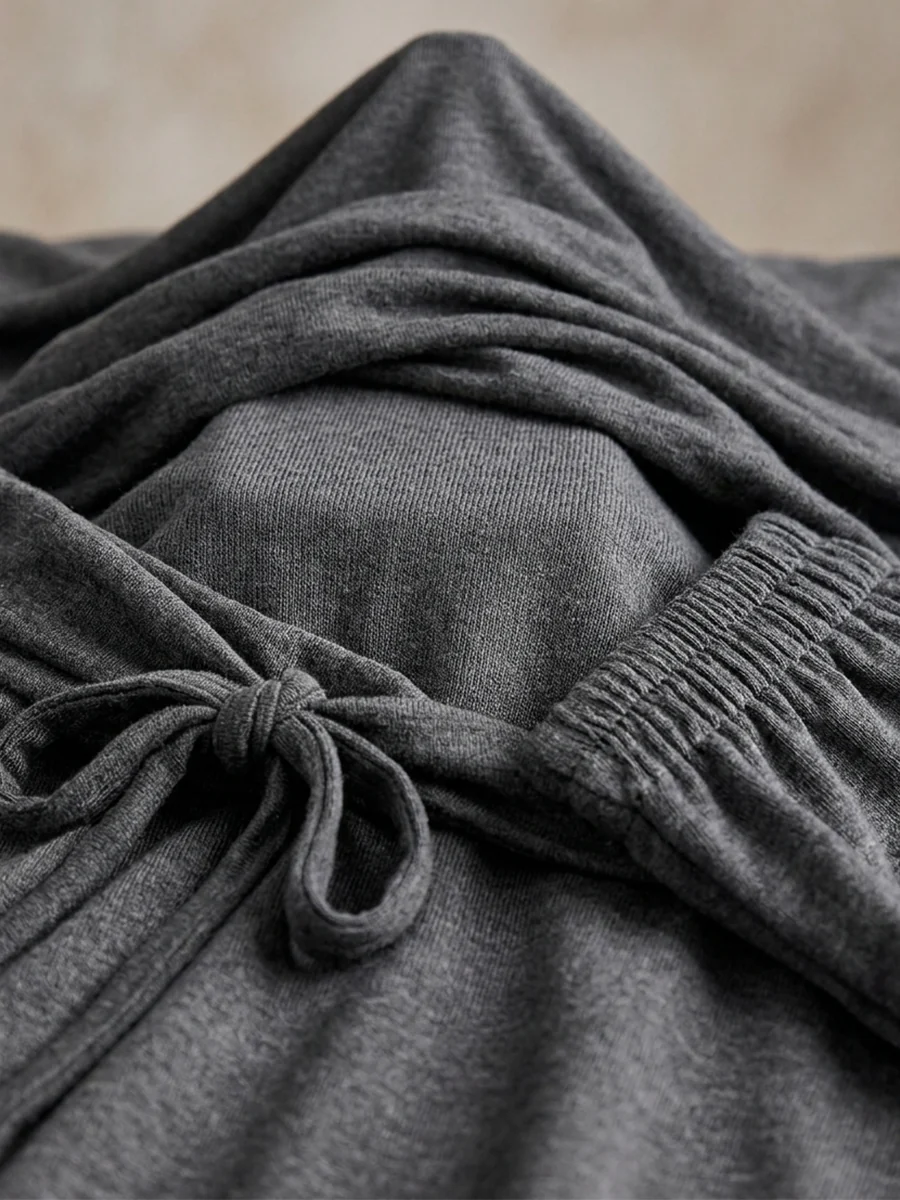 Dark Grey Asymmetric Off‑Shoulder Long Sleeve Vacation Maxi Dress