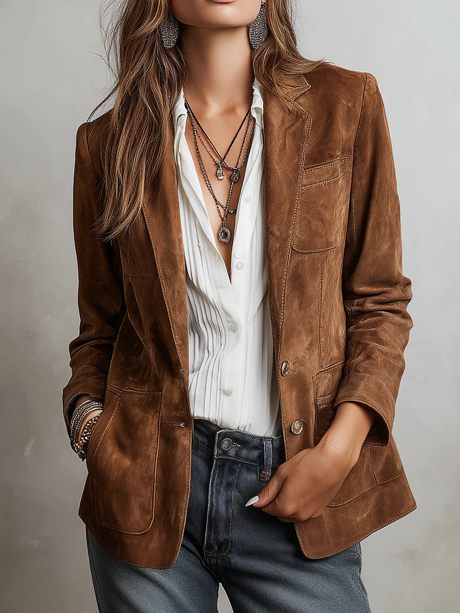 Vintage Brown Faux Suede Jacket