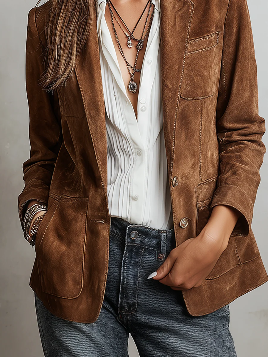Vintage Brown Faux Suede Jacket