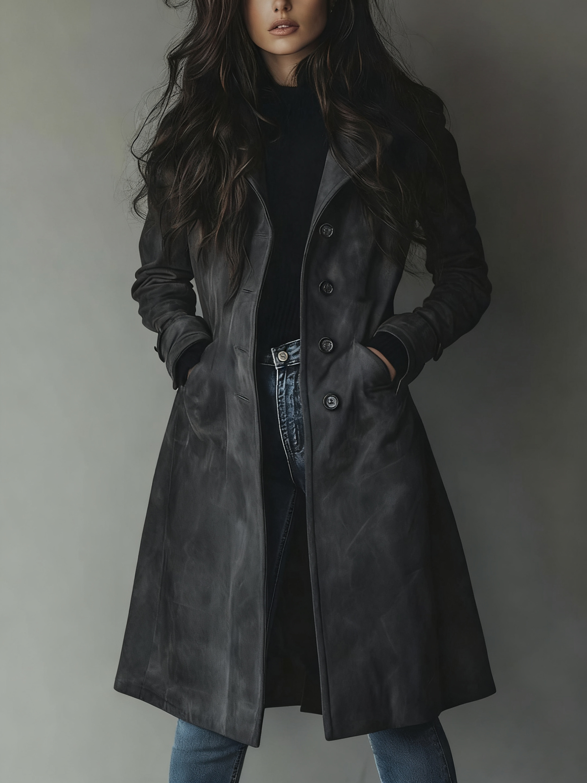 Vintage Faux Suede Trench Coat