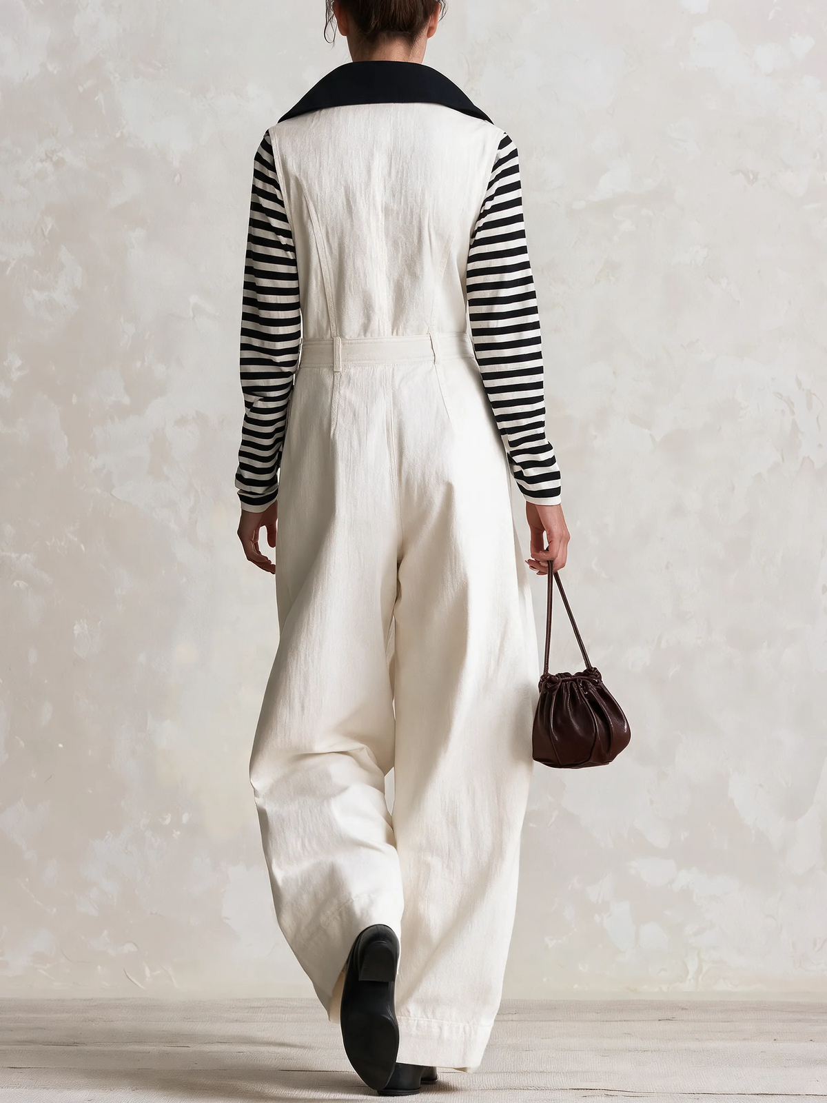 Patchwork Jumpsuit With Striped Sleeves