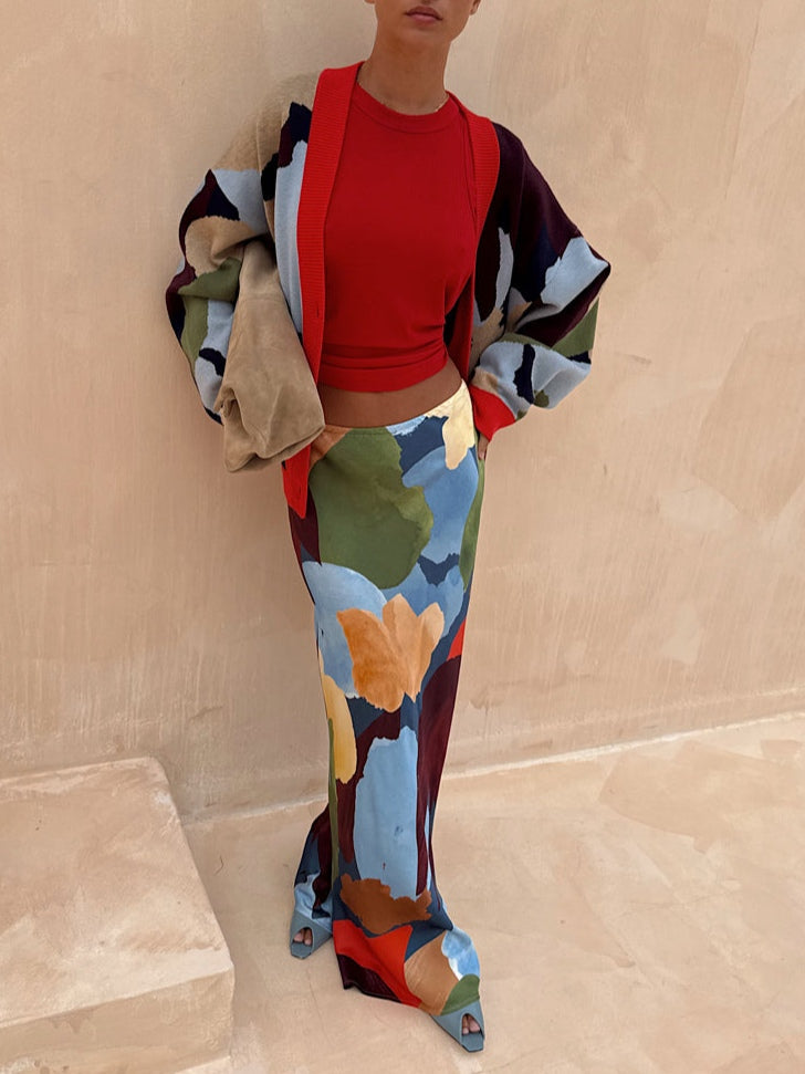 Abstract Geometric Pattern Knitted Jacket – 13
