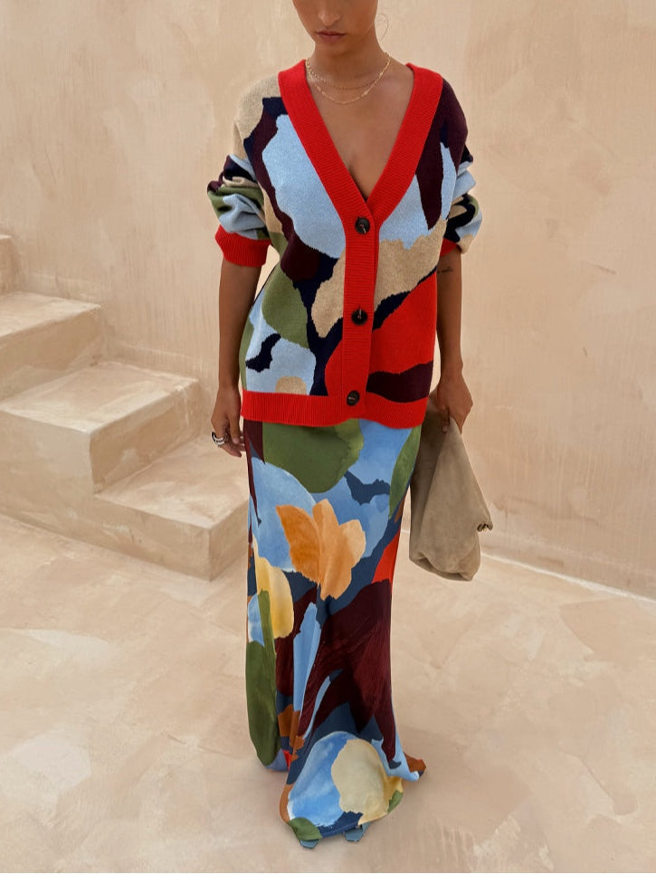 Abstract Geometric Pattern Knitted Jacket – 9