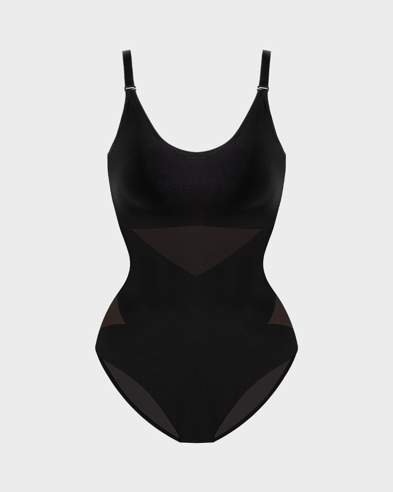 Women's Criss-Cross Mesh Sculpting Bodysuit – Tummy Control Shapewear – 5