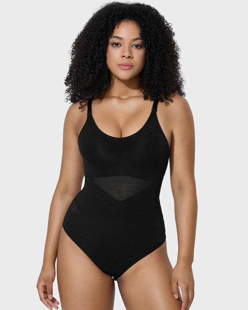 Women's Criss-Cross Mesh Sculpting Bodysuit – Tummy Control Shapewear