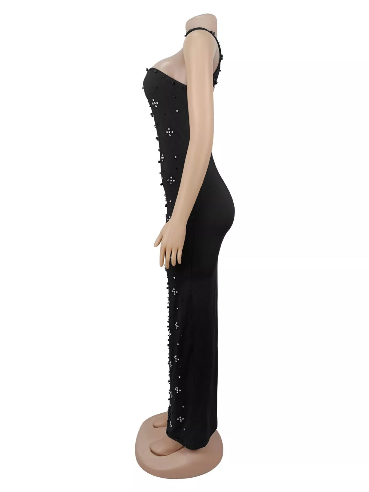 Women's Rhinestone Bodycon Maxi Dress – Strapless Evening Dress – 5